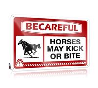 FZFN Be Careful Horses May Kick Or Bite Boys Bedroom Decorations Drive Hanging | Classy Retro Wall Decor Designer Vintage Metal Wall Decor(20X30CM)