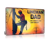 FZFN Beer Signs Metal Vintage Lineman Dad: Coolness Redefined In High-Voltage Gear Tin Sign Sign For Bedroom Door Funny Room Signs(30X40CM)