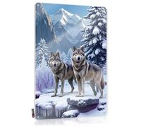 FZFN Best Accessories Cool Wall Decor | Wolves Standing On Snowy Rocks In A Winter Landscape Scandinavian For Street Living Room(20X30CM)