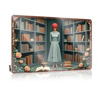 FZFN Blindfolded In The Library: A Mysterious Reading Adventure Funny Wall Signs Bar Stuff | Weathered Accessories Decorative Wall Art(20X30CM)
