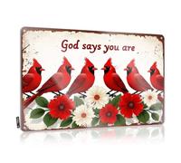 FZFN Boys Room Decor Teenager God Says You Are: A Vibrant Gathering Of Red Cardinals Amidst Blo Tin Sign Coffee Sign Decor Home Wall Decor Funny Metal Sign(20X30CM)