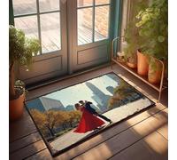 FZFN Carpet A Couple Dances In Front Of A City Skyline. - Plain For Crafts Funny Kitchen Decor Low Profile Rug, Perfect For Man Indoor Use(65X90CM)