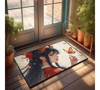 FZFN Carpet Super Absorbent Bath A Woman In Traditional Attire With Butterflies - Large Kitchen Bar Room Decor Texas Rug(65X90CM)