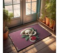 FZFN Cool Room Accessories For Teens Boys Skull, Snake, Rose: A Gothic Still Life Composition Doormat Outdoor Paw Mat Gifts For Home Decor(65X90CM)
