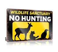 FZFN Cool Room Decorations Pretty Metal Wall Decoration - Wildlife Sanctuary, No Hunting. Rustic Wall Art Waterproof Easy Hang For Scoreboard(20X30CM)