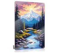 FZFN Cool Wall Art Aesthetic Vintage Style | Sunset Serenity: A Mountain Stream Landscape Preppy Haves Home Decor(30X40CM)