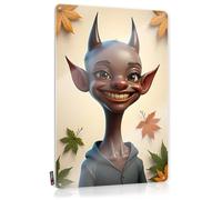 FZFN Cool Wall Art Coffee Wall Art - Autumnal Fantasy: A Smiling Character Amidst Falling Leaves Waterproof Preppy Retro Style Decoration For Shop(30X40CM)