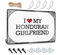 FZFN Cool Wall Decor Back Yard Decorations Wall Art - I Love My Honduran Girlfriend Soft Bath Old-fashioned Retro Style Decoration For Restroom(20X30CM)