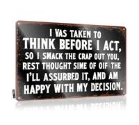 FZFN Cool Wall Decor Fun Waterproof Artwork, Novelty Retro Print For Cafe Pub Clearance | Fun Pre-drilled Custom Reflect Before Reacting: A Bold Reminder To Think Twice!(30X40CM)