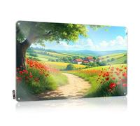 FZFN Cool Wall Decor Preppy Bar Accessories And Decor Home Decor - A Picturesque Countryside With Vibrant Red Poppies Lining A Stone Path Accessories Rustic Style Artwork For Street(30X40CM)