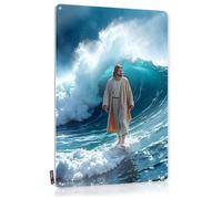 FZFN Cool Wall Decor Preppy Bar Cart Decor Home Decor - Jesus Walking On Water: A Symbolic Journey Of Faith Fun Rustic Style Artwork For Backyard(30X40CM)