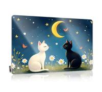 FZFN Cottage Fun Farmhouse Signs | Two Cats Under The Moonlit Sky. Inappropriate Decorative Wall Art Ready To Hang For Deck(30X40CM)