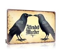 FZFN Decor Dorm Room Accessories Vintage Style | Two Crows Facing Each Other With The Text attended Murder In Gothic Font. Patriotic Ideas Home Decor(20X30CM)