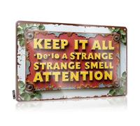 FZFN Decor For Man Cave Rusty Warning Sign: Keep It All De-Io A Strange Smell Attention Tin Sign Metal Signs For Home Bar Funny Outdoor Signs(30X40CM)