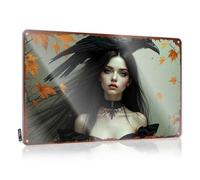 FZFN Decoration Accessories Waterproof Artwork, Unique Retro Print For Cafe Pub Home | Teens Pre-drilled Custom Dark Raven's Embrace: A Gothic Autumn Portrait(20X30CM)