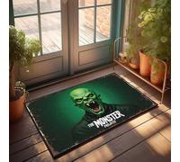 FZFN Door Mats Funny The Monster Projects: A Green-Hued Horror Portrait Doormat Outdoor Winter Rug Room Accessories For Men(65X90CM)
