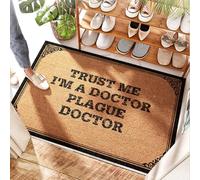 FZFN Door Rug Farmhouse | Off, Trust Me I'm A Doctor Plague Doctor - Water Resistant/Half Round - Front Door Mat Outside Entrance Funny, Drainage & Standing(65X90CM)