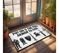 FZFN Doormat Farmhouse Door Easy Clean - Put On The Full Armor Of God Anti Slip Shower For Math(65X90CM)