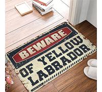 FZFN Doormat Funny Beware Of Yellow Labrador Rug Front Door Mats For Outdoor Entrance House Mats Ou(65X90CM)