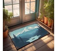 FZFN Doormat Plush Bath Fun Stuff Water Resistant - Mountain Serenity: A Peaceful Lake Scene With Snow-capped Peaks Patio Outdoor Waterproof Durable Non Skid For Mold(65X90CM)