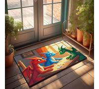 FZFN Doormat Three Dragons Playing Cards By The Window, At Home Decor Large Bath Non Slip Bath Floor Mat For Gamers Living Room Bedroom(50X80CM)