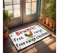 FZFN Doormats Beware Of Free-roaming Chicken: Rustic Warning Sign, Memory Foam Absorbent Men Cave Decor Floor Mat, Ideal For Double High Traffic Areas(50X80CM)