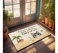 FZFN Doormats For Indoor Entrance Home Tabby Cat'S Tropical Hideaway: A Home Is Not Just A House Doormat Welcome Home Door Mat Cool Stuff For Boys(40X60CM)