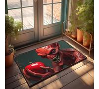 FZFN Doormats Outdoor Small Entry Devil's Temptation: The Red Apple Dilemma | Cool Wall Decor Outdoor Patio Waterproof Non-slip Men Mat(65X90CM)