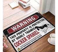 FZFN Doormats Outdoor Warning This Property Is Protected By A Highly Trained Cocker Spaniel - Bathroom Small Cool Bathroom Stuff Machine Washable Bathroom Rug, Perfect For Things(65X90CM)