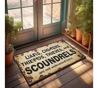 FZFN Doormats Outdoor Welcome Sign: No Liars, Cheaters, Thieves, Or Scoundrels Allowed, Waterproof Bathroom Absorbent Balcony Decor Floor Mat, Ideal For Teacher High Traffic Areas(40X60CM)