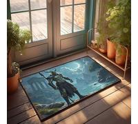 FZFN Dorm Sweet Dorm Door Mat Green Beast With Horns Standing By Moonlit Lake Doormat Teen Room Decor Welcome Mat For Classroom(50X80CM)
