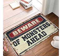 FZFN Entrance Door Mat Beware Of Monsters Ahead Doormat Large Welcome Mats Outdoor Fall Outdoor Rug(40X60CM)