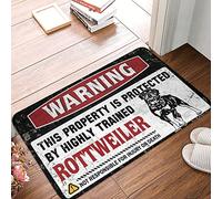 FZFN Entrance Door Mat Warning This Property Is Protected By A Highly Trained Rottweiler Rug Anti Slip Mat Outdoor Welcome Mats For Front Door(40X60CM)