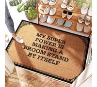 FZFN Entry Mat Dark My Super Power Is Making A Broom Stand By Itself - Rubber Welcome | Baseball Sliding/Circle - Funny Door Mats For Front Door, Mudroom & Porch(50X80CM)