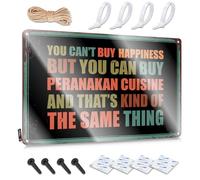 FZFN Farm Kitchen Decor, Plaques Funny Waterproof Wall Decor, Small Rustic Metal Tin Sign For Man Cave | Home Holiday Gift Custom You Can't Buy Happiness But You Can Buy Peranakan(30X40CM)
