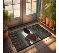FZFN Floor Mat Library Solitude: A Woman's Quiet Reflection - Geometric Area Soft Rug, Porch Decorations Outdoor Washable Mat For Travel Bedroom Living Room(50X80CM)