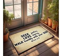 FZFN Floor Mat Welcome Outdoor Large Non Slip Durable | Seek Justice, Love Mercy, Walk Humbly With Your God. Door Funny Outdoor Waterproof Bath For Gamers Home Entrance(50X80CM)