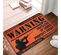FZFN Floor Mats For Home Entrance Warning Protecter By Armed Property Owner Mat Beach Decorations For Home Bar Decorations For Man(50X80CM)