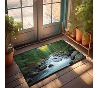 FZFN Floor Runners A Serene Forest Stream Flows Gently Among Lush Green Trees. - Plush Bath Gamers Accessories Waterproof Outdoor Rug, Perfect For Adult Indoor Use(65X90CM)