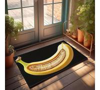 FZFN Floor Runners Plain Door A Banana Cut In Half To Reveal Its Internal Structure. | Welcome Indoor Waterproof For Indoor Non-slip Man Mat(65X90CM)