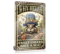 FZFN Friends Vintage Poster Rustic Fun | Rabbit Wall Decor Why Hello Sweet Cheeks Have A Seat Novelty Metal Wall Decor For Slow Home(30X40CM)