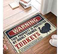 FZFN Front Door Welcome Mat Warning This Property Is Protected By A Highly Trained Turkey Rug Outdoor Rug Front Door Fall Outdoor Rug For Front(65X90CM)