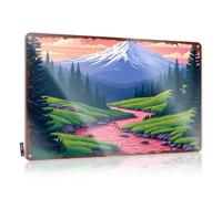 FZFN Funny Accessories Tin Metal Decor | Mountain Serenity: A Pink River Flowing Through Lush Forests At S Trendy Decorative Wall Art Ready To Hang For Space(20X30CM)