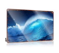 FZFN Funny Bedroom Decor Cool Wall Decor Rustic Designer | Whispering Waves: A Serene Ocean's Embrace Under The Night Sky Colorful Metal Wall Decor For House Home(30X40CM)
