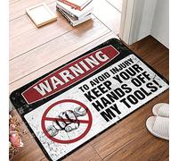 FZFN Funny Front Door Mat Outdoor Warning To Avoid Injury Keep Your Hands Off My Tools !S Mat Front Door Decor Large Door Mat Indoor Entrance(50X80CM)