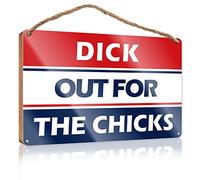 FZFN Funny Hanging Farm Interesting Sign Dicks Out For The Chicks Wooden Sign Bathroom Art Wall Decor Western Home Decor(15X28CM)
