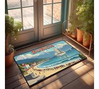 FZFN Funny Home Decor Zurich: A Coastal Cityscape With Sailing Ships And Snow-Capped Mo Doormat Welcome Mats For Front Door Outdoor Anti Slip Mat(40X60CM)