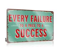 FZFN Funny Home Sign Every Failure: A Pathway To Success Motivational Sign Tin Bar Metal Tin Sign Funny Vintage Signs(20X30CM)