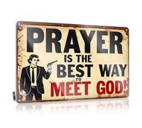 FZFN Funny Patio Signs Prayer: The Ultimate Way To Connect With God Tin Sign Tin Funny Vintage Sign Tin Metal Decor(20X30CM)