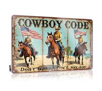 FZFN Funny Sarcastic Signs Cowboy Code: Values Of Honor, Integrity, And Respect Tin Sign Bar Metal Sign Decor Metal Signs Funny(20X30CM)
